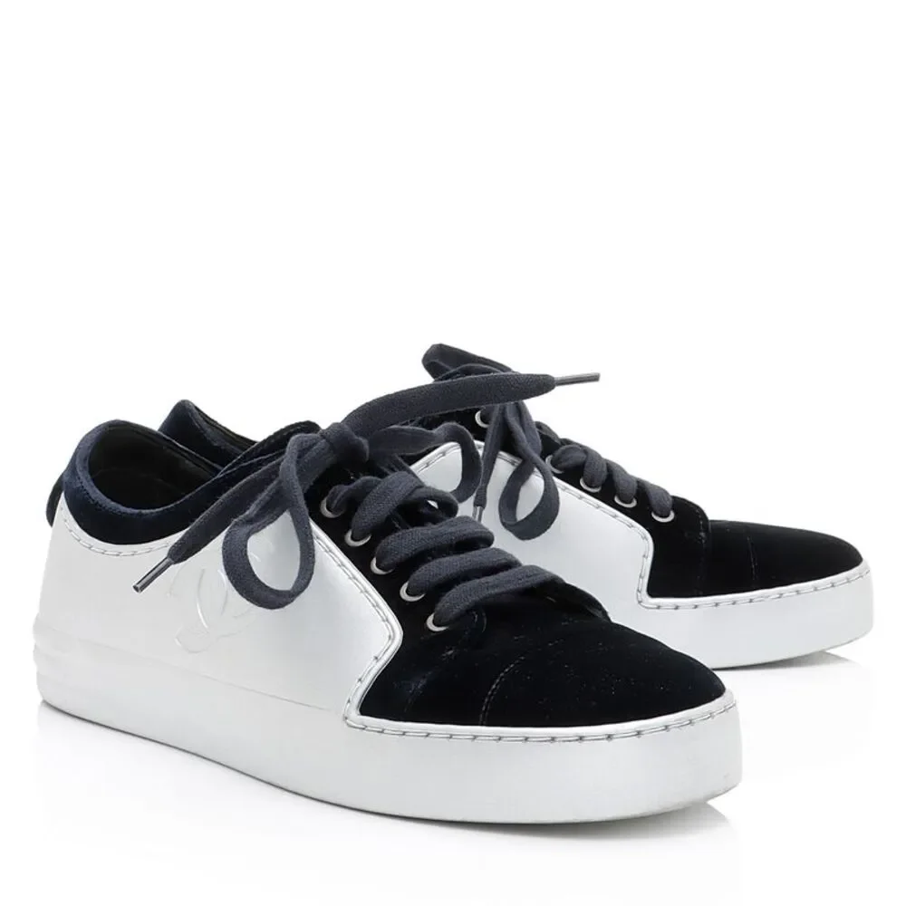 Chanel Metallic Rubber Velvet CC Sneakers - Size 7 / 37